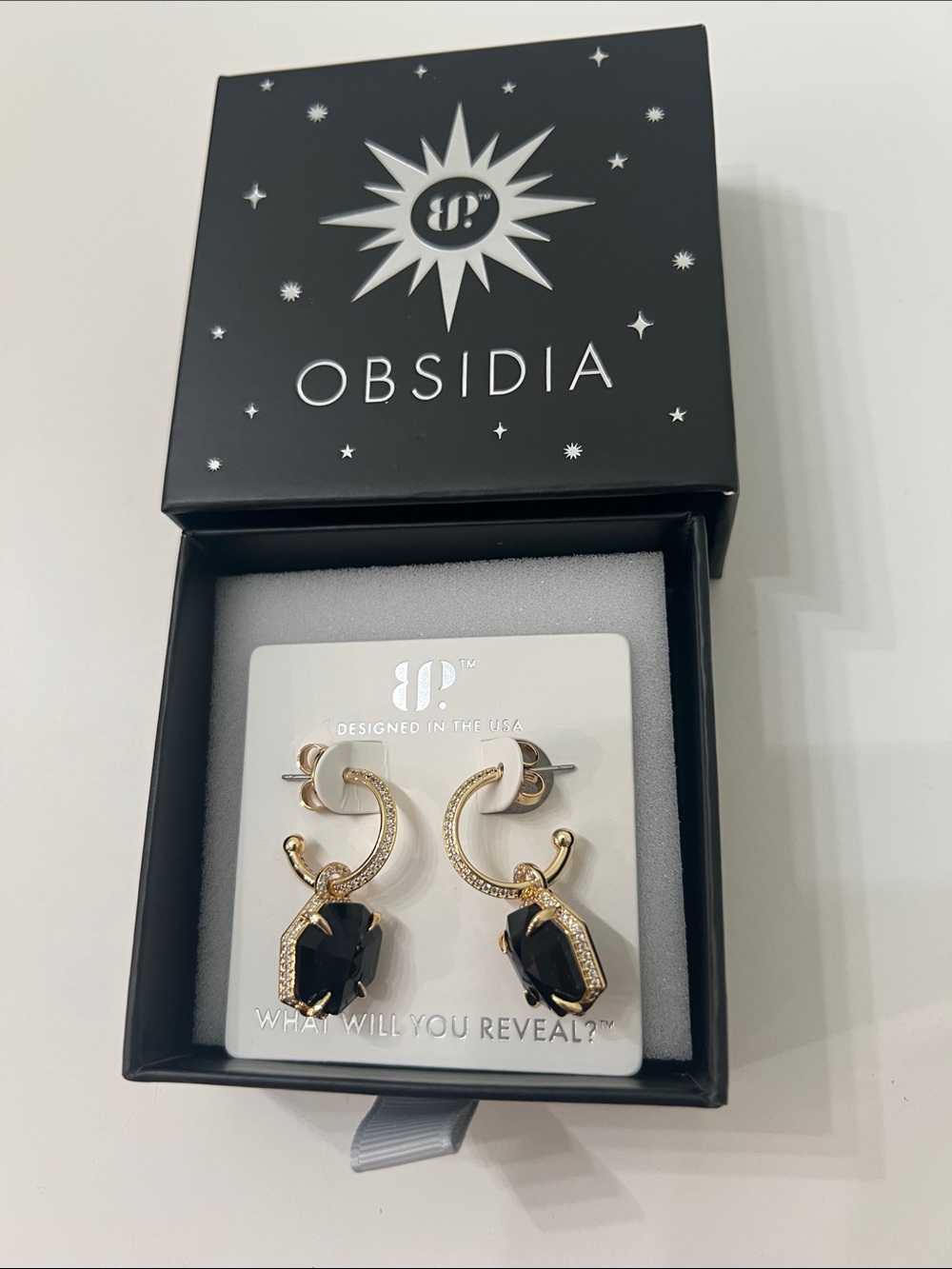 Gold & Black Obsidia Earrings